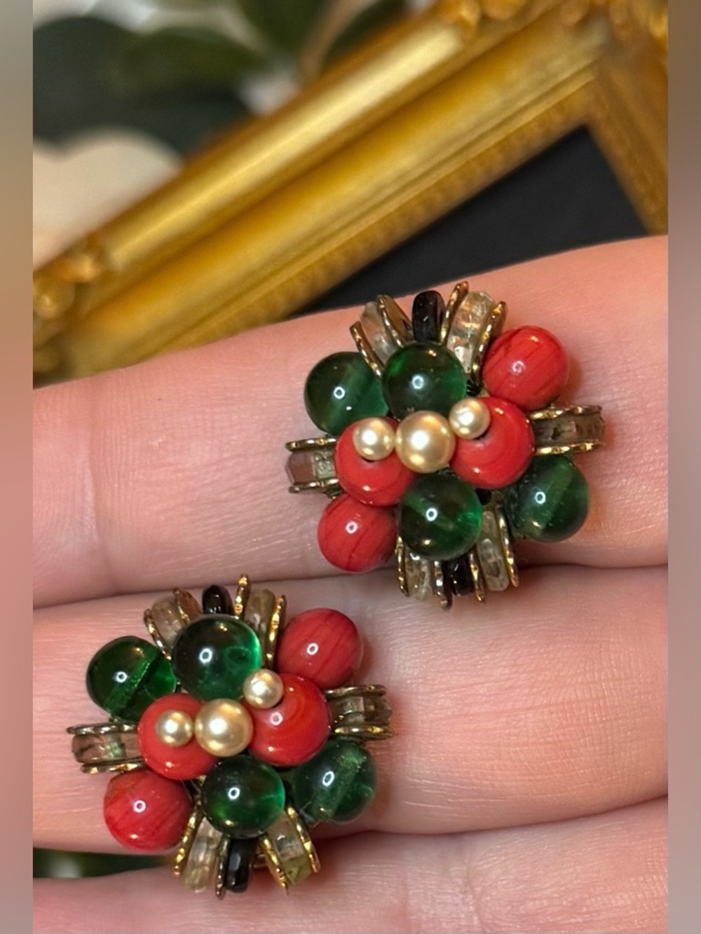 Fracoise Montague Vintage Bead Cluster Vintage French Earrings